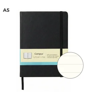 Libreta Cosida Campus Urban Line A5 80 Hojas Rayado Horizontal Negro